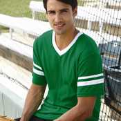 V-Neck Jersey with Striped Sleeves