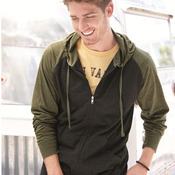 Lightweight Jersey Raglan Hooded Full-Zip T-Shirt